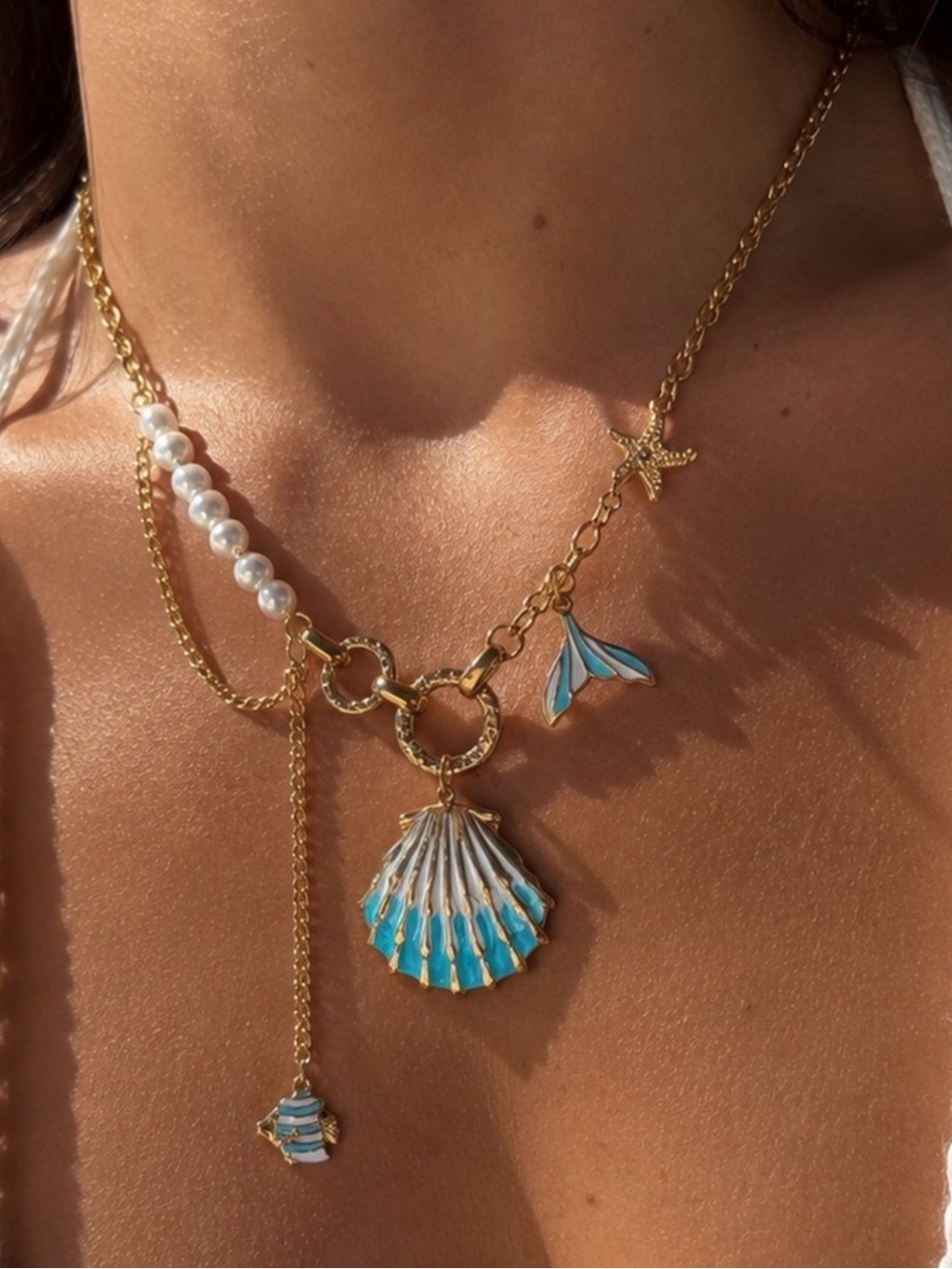 Ocean Charm Necklace – Shell, Fish & Whale Tail Pendant